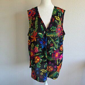 Violet + Claire Plus Size 2X Blouse Floral Bright Colorful Sleevless V-Neck
